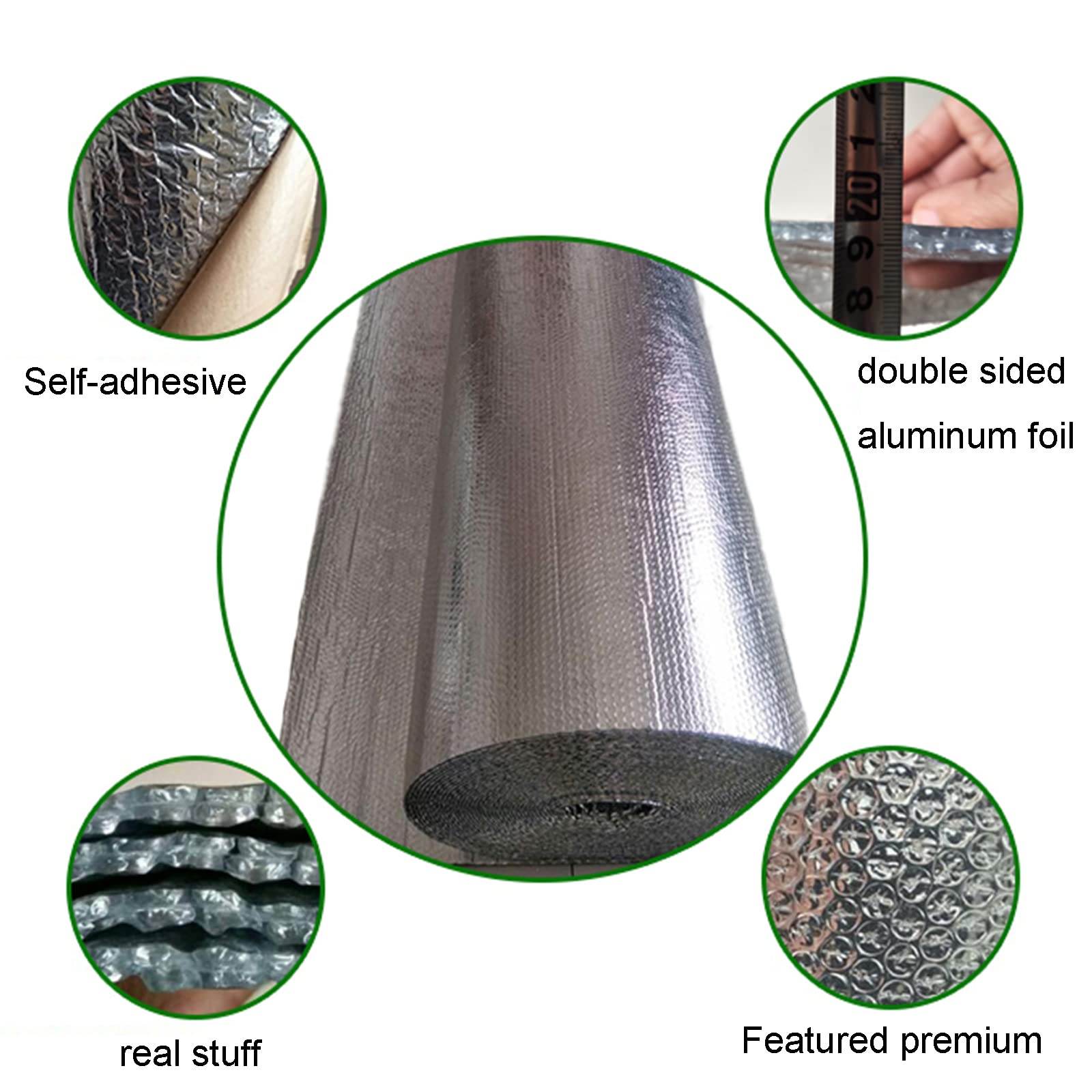 Pellicola Riflettente per termosifone,Autoadesiva Isolante Termico Doppio Foglio Isolante,per Caloriferi,Finestre,Automobili Camping,Protegge da Freddo,Caldo e Luce,10mm（THk）,1 * 10M (10m²)