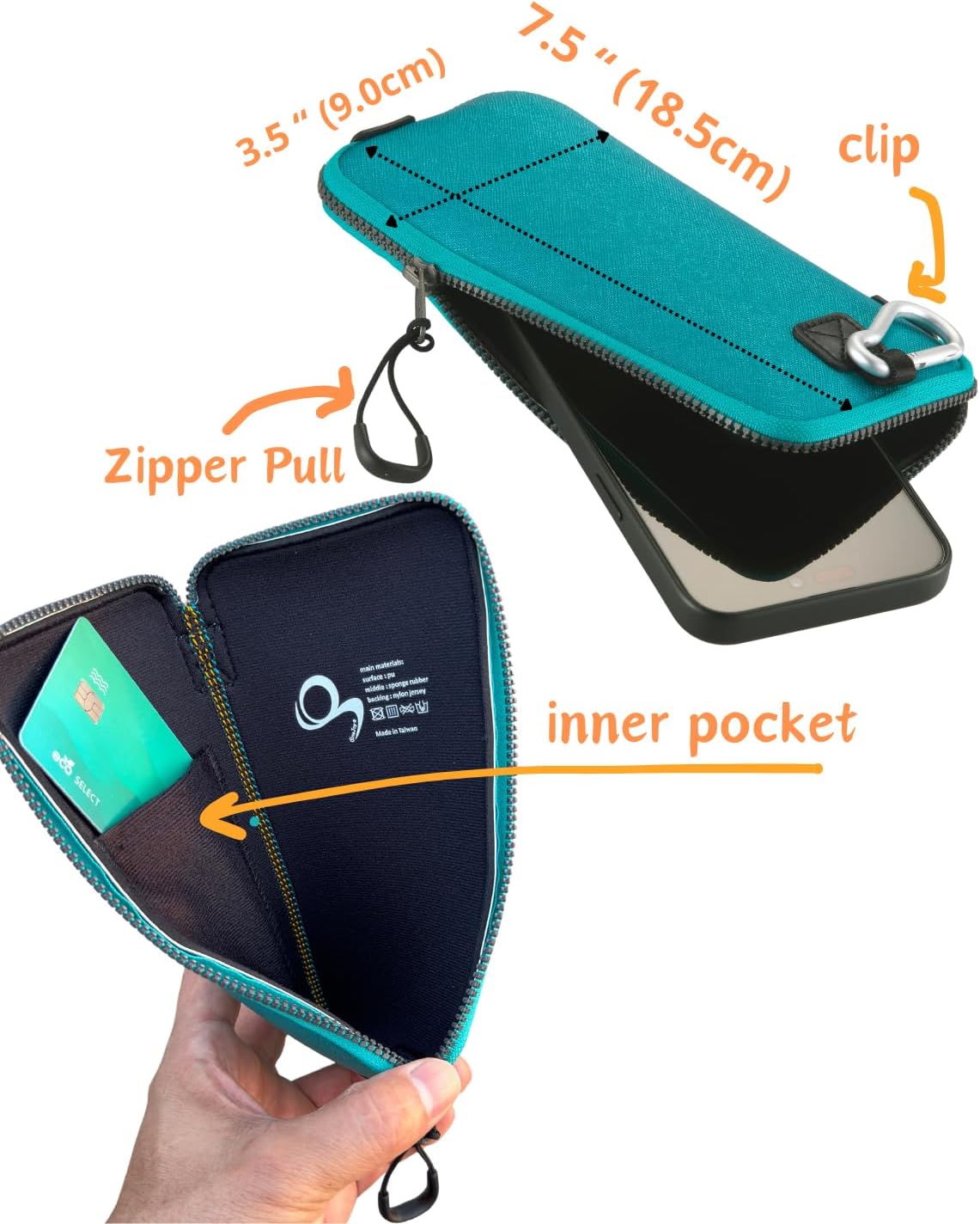 OneJoy Phone Sleeve Lightweight Cell Phone Pouch for Mobile Protection, Slim Fit and Durable, with Clip-on for Easy Carrying, Enough for 6.1" to 6.9" Cellphone [ Blue ]