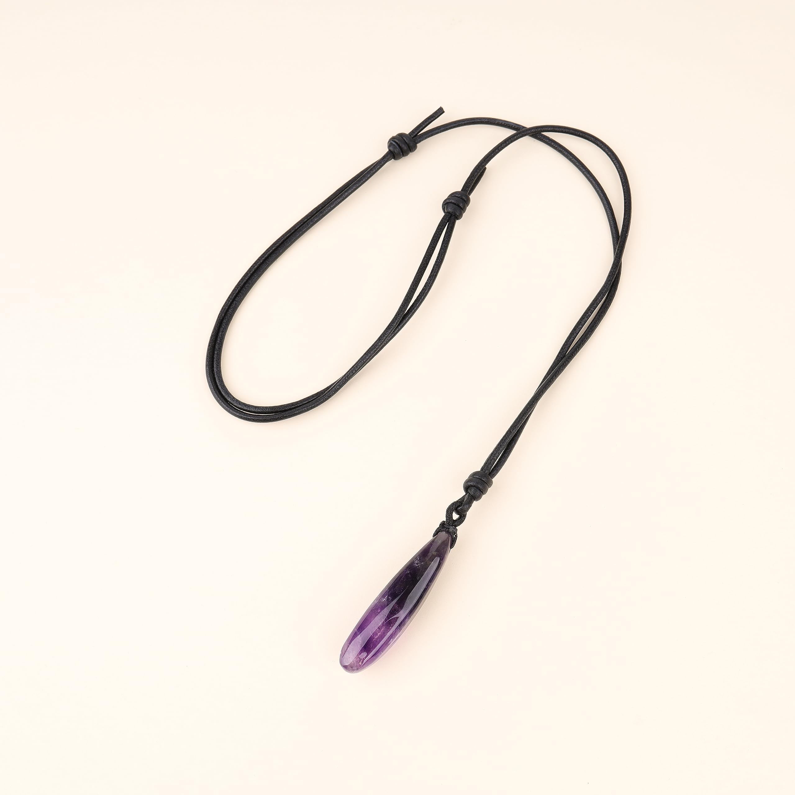 COAI Collier Cordon Cuir Pendentif Quartz Homme Femme