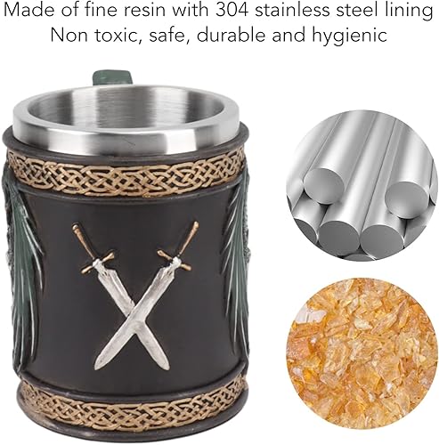 Miniatura 4 de Taza de cerveza vikinga medieval  Taza de café vikingo retro de dragón  Taza de acero inoxidable para jarra  Taza de cerveza de gran capacidad de