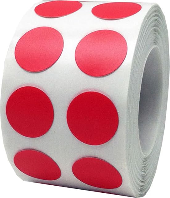 Red Color Coding Dot Stickers 12.7 mm 0.5 Inch Round 1000 Count