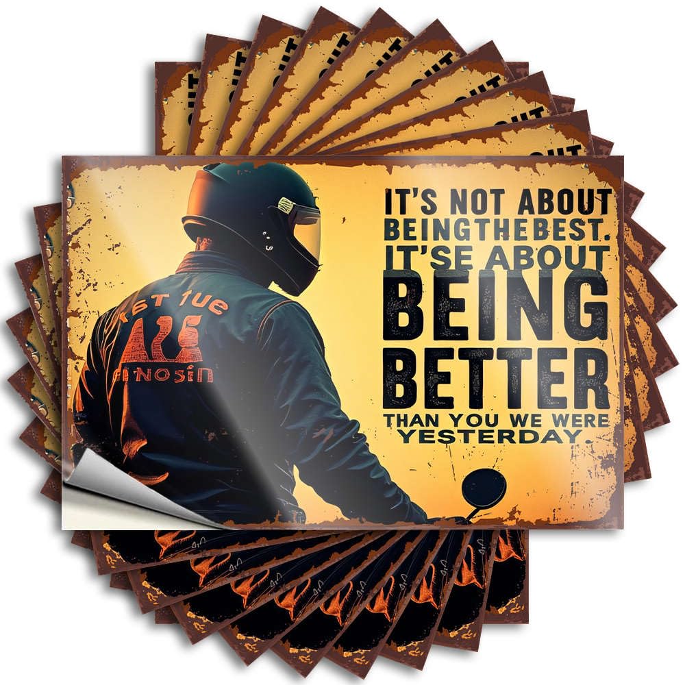 Rubber, Lettering Sticker Sports Hard Being The Best is Being Better | Coastal Waterproof Vinyl Stickers(6X9CM)