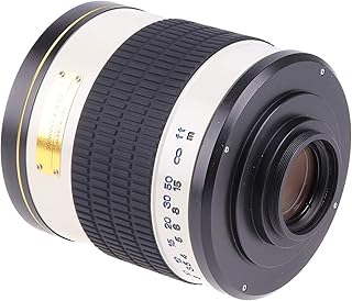 Foto4easy 500mm F6.3 Manual Fixed Focus Telephoto Mirror Lens with T2 Mount Adapter Ring for Canon T7 T7i T6 T6i T5 T5i 80D 77D 700D 70D 60D 50D 5D 6D 7D 600D 200D 150D 1300D 1500D DSLR Camera (White)