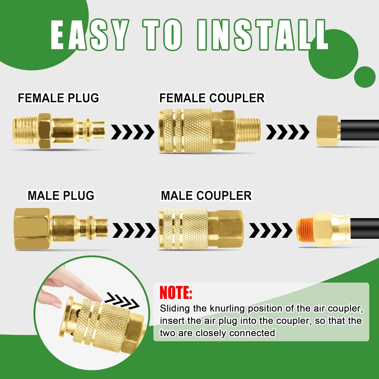 Air Coupler & Plug Kit,45 Pcs 1/4" NPT Air Tool Fittings Set,Quick Connect Air Hose Fittings Air Compressor Accessories - Image 5