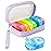 AMOOS Cute Pill Organizer 2 Times a Day, PU Leather Pill Case for Women, Portable Weekly Pill Box for Purse with Storage Bag to Hold Vitamins, Medications, Fish Oils, Supplements (Purple)