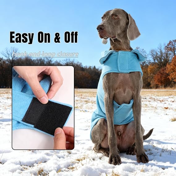 DENTRUN Reversible Dog Winter Coat, Windproof Polar Fleece Reflective Vest