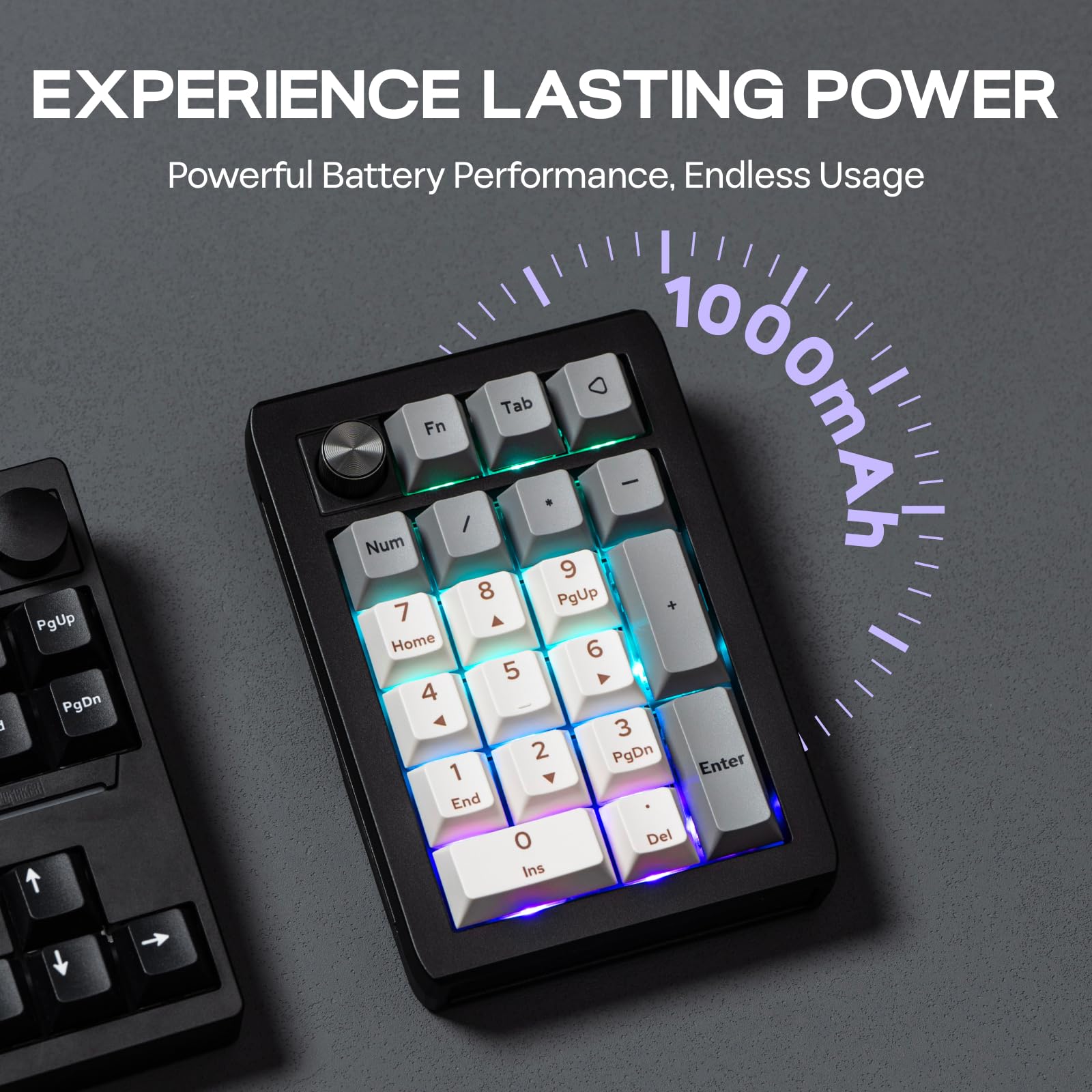 EPOMAKER EK21 Pavé Numérique Gasket Via,Batterie 1000mAh,BT5.0/2.4GHz/Fil | Numpad Hot-Swap, Bouton en Alliage d'Aluminium, Programmable pour Win/Mac/Gaming