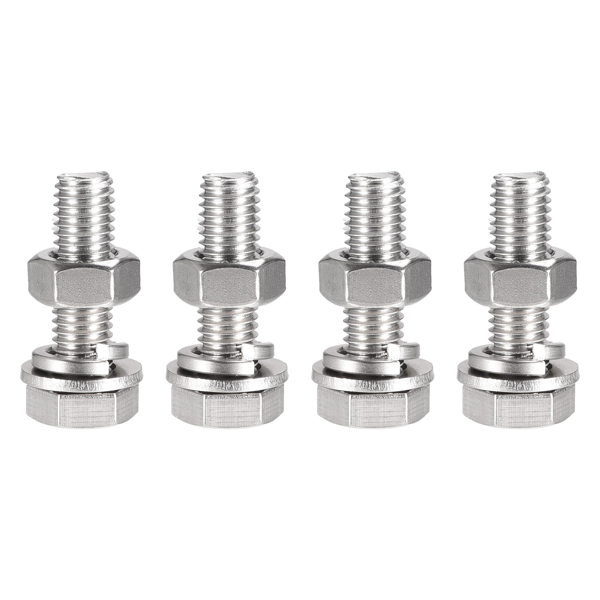 Uxcell M10 X 30mm 304 Stainless Steel Hex Head Screws Bolts Nuts Flat Lock Washers Kits 4 Sets - View #10