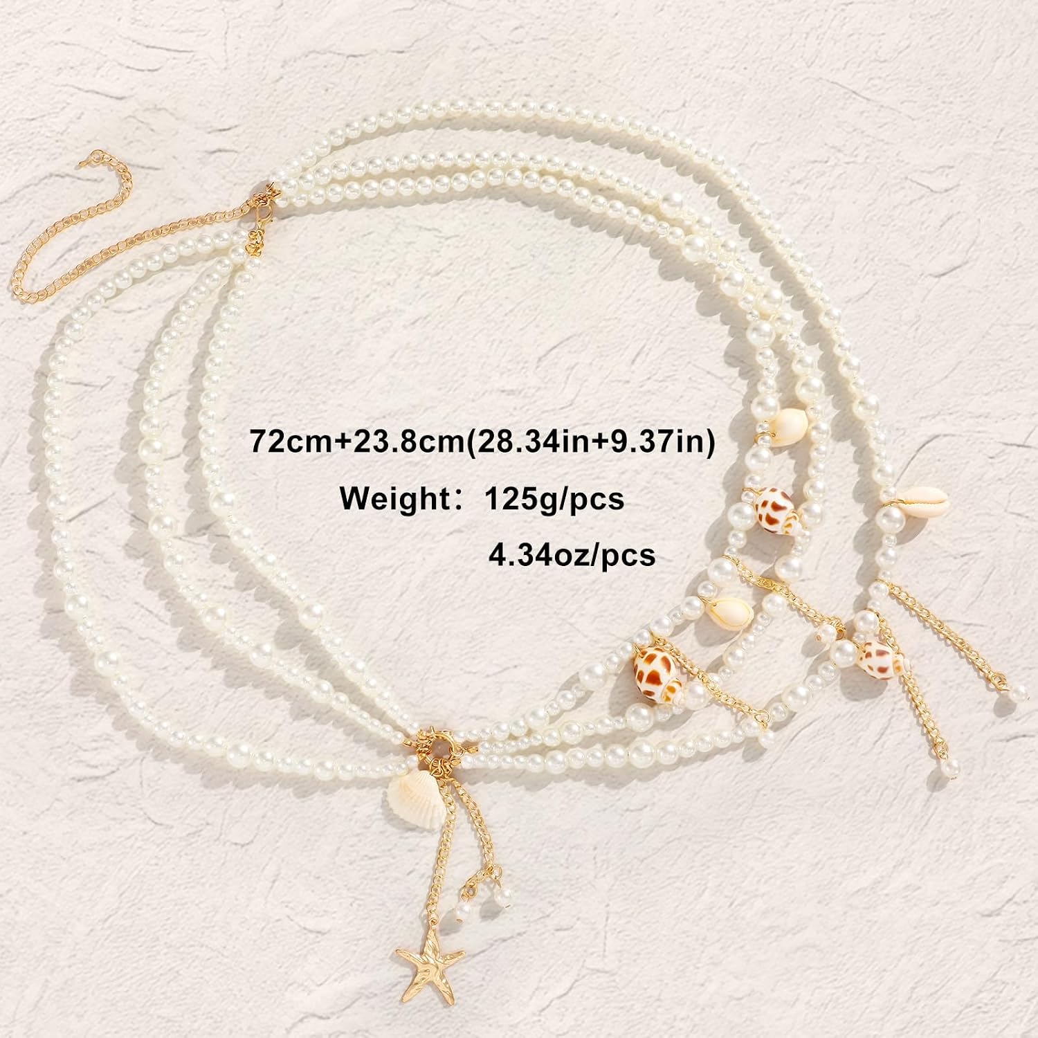 XZQTIVE Starfish Pearl Waist Chain Belts for Women Mermaids Seashell Pearl Belly Chain Gold Pirate Rave Festival Summer Bikini Beach Jewelry Accessories