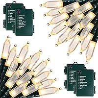 Vista 1 de Luces de Navidad a pilas, paquete de 4 unidades, 20 luces LED mini en cadena con 8 modos, impermeables, luces de árbol para Navidad, exteriores