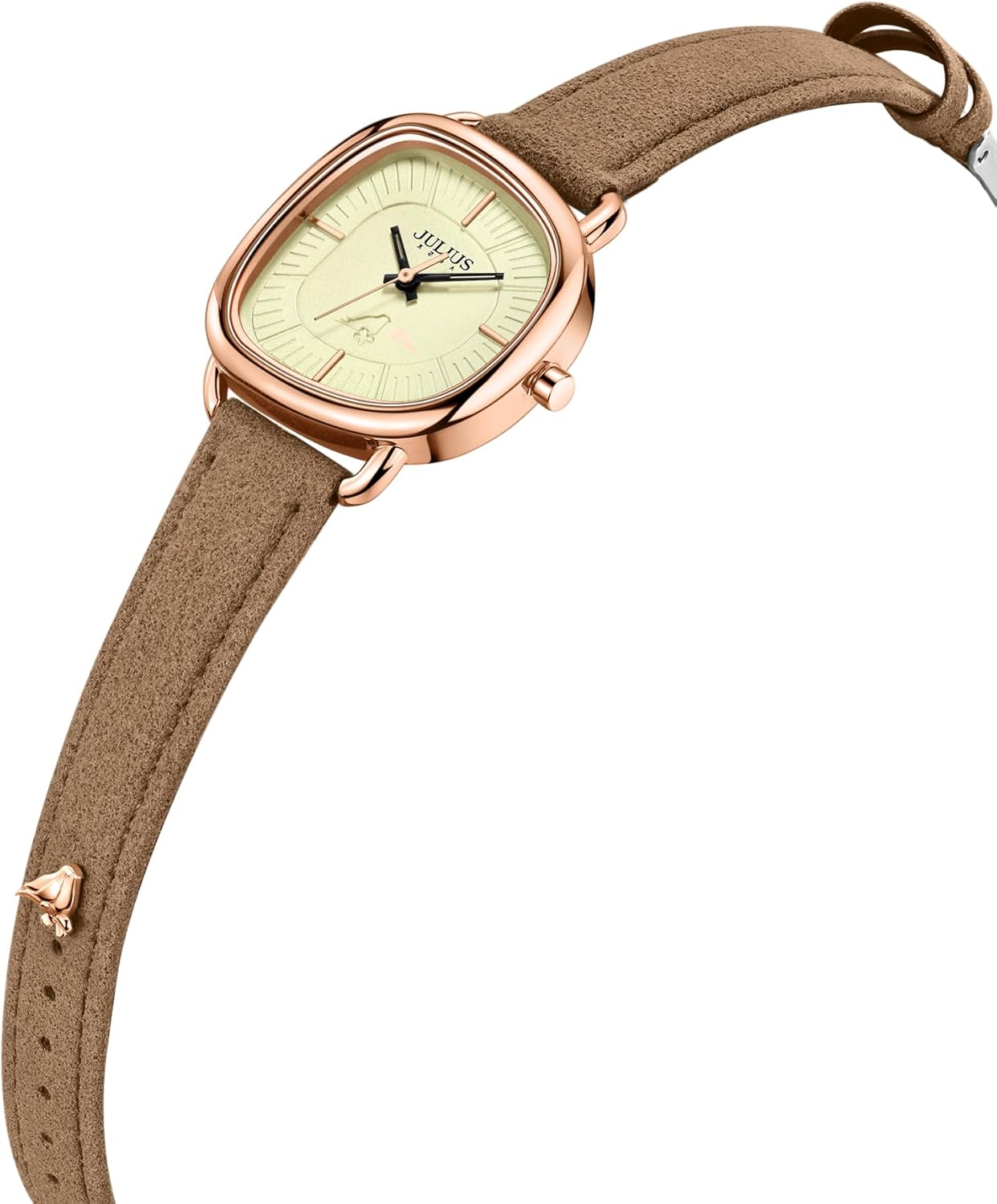 VALENCE-Julius Women's Vintage Leather Watch - 30mm Case Small Band (Green/Light Brown) | Scratch-Resistant Sapphire Glass, Japanese Quartz Movement, 30M Waterproof | Elegant Casual Gift for Ladies - Image 2