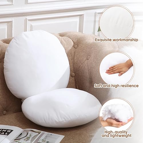 Miniatura 3 de Roowest Paquete de 2 rellenos de almohada redondos grandes de diámetro, acogedores cojines decorativos de gran tamaño para decoración de sofá, cojín