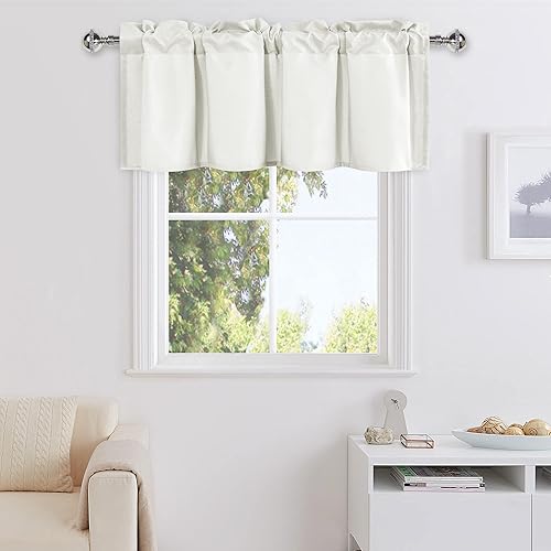 DWCN Cenefa para ventanas, cenefa de cortina de cocina, cenefa corta sólida, con bolsillo para barra, cortinas para ventana de bañosótano, 1 panel,