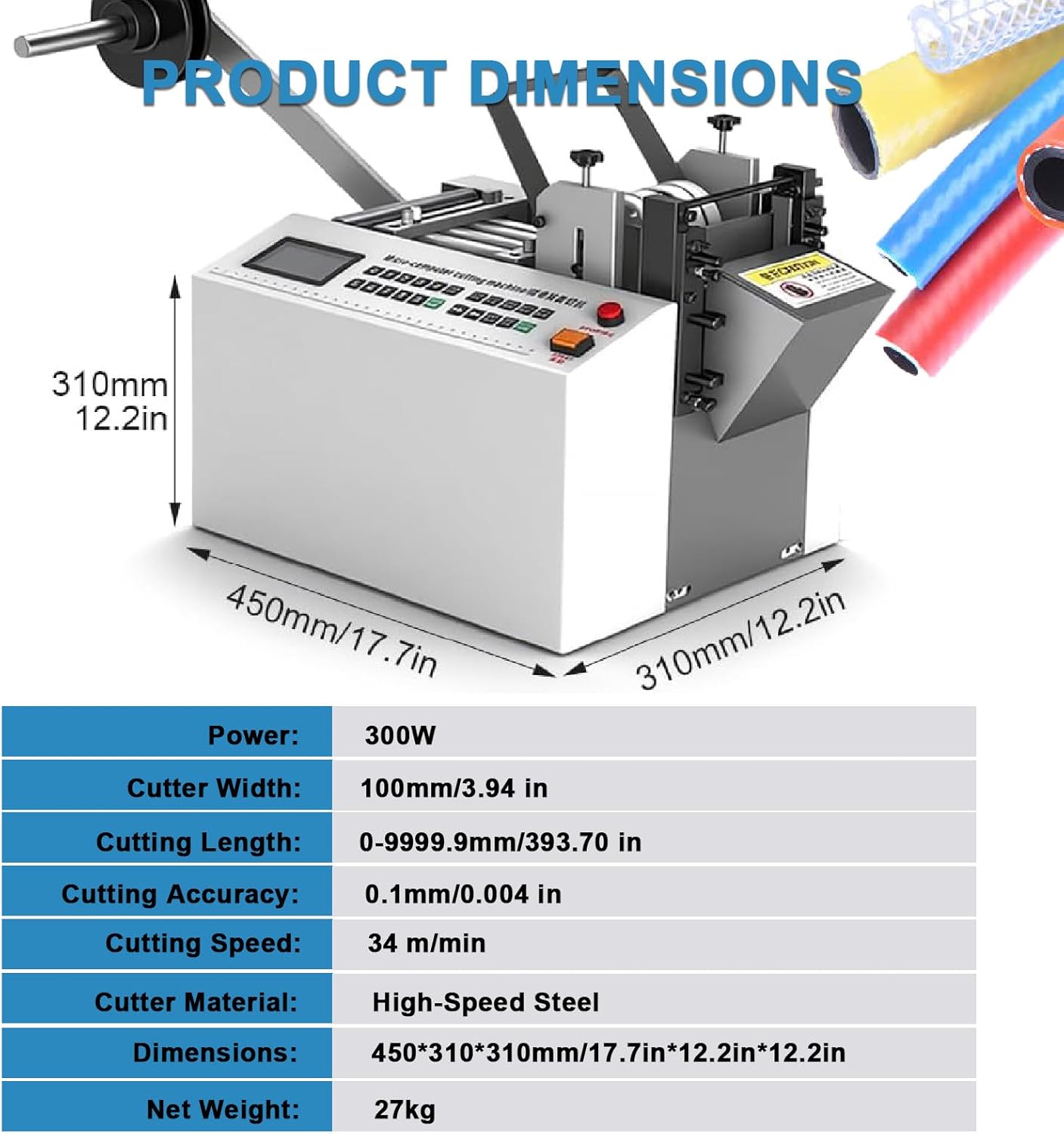 Automatic Electric Tube Cutter Machine - High-Speed 34m/min, Cuts 3 Hoses Simultaneously, LCD Display, Ideal for Rubber & Plastic Pipes, Efficient & Precise Cutting Tool