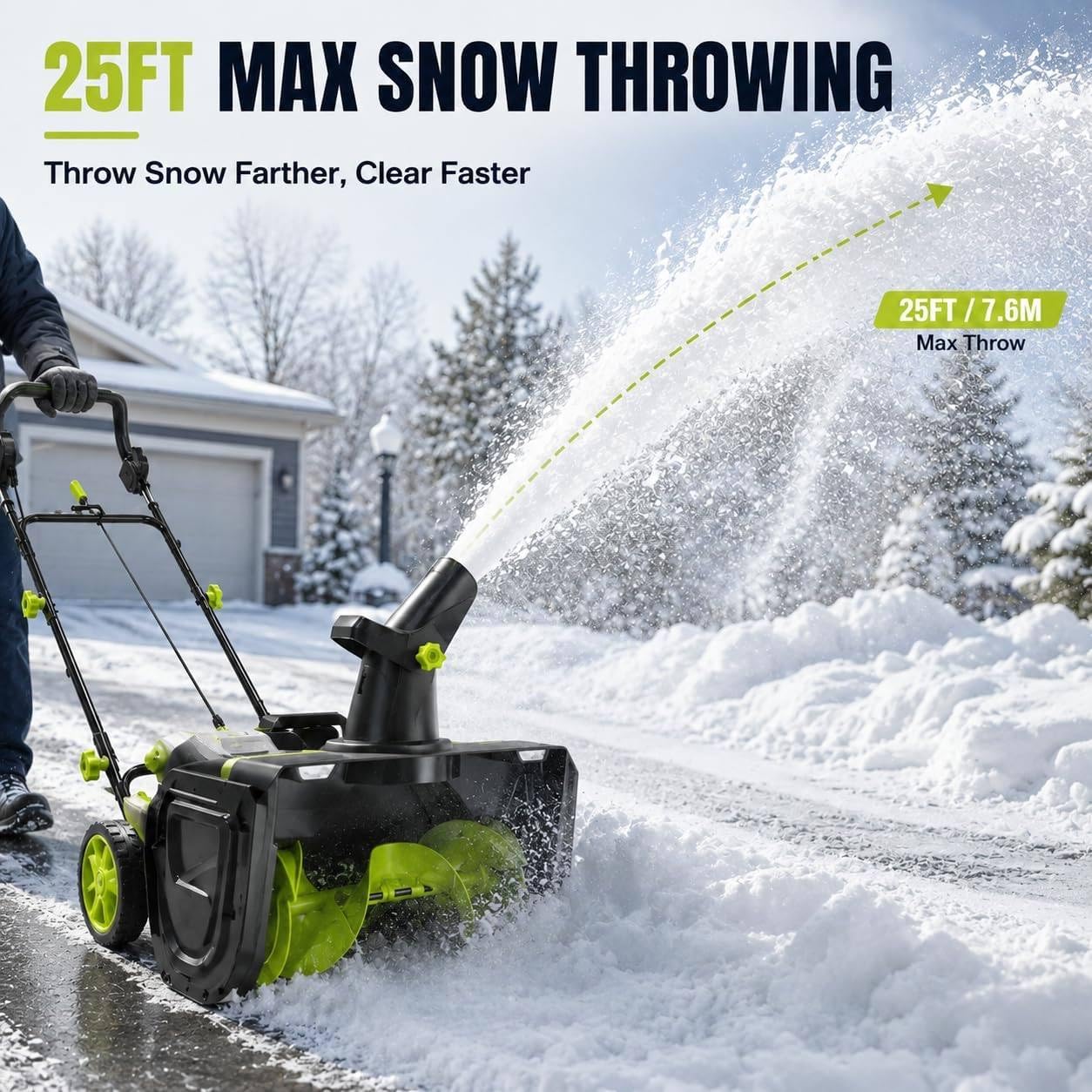 Fresa da Neve A Batteria 40 V, Lancio Fino A 7,6 m 4 Batteries