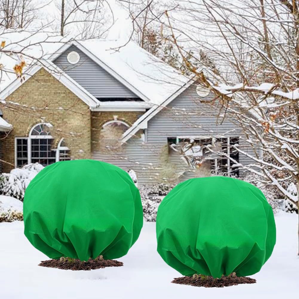 Copertura antigelo per piante in tessuto non tessuto, traspirante, verde, protezione dal freddo per piante da giardino, diametro di 190/250/296 cm, confezione da 2