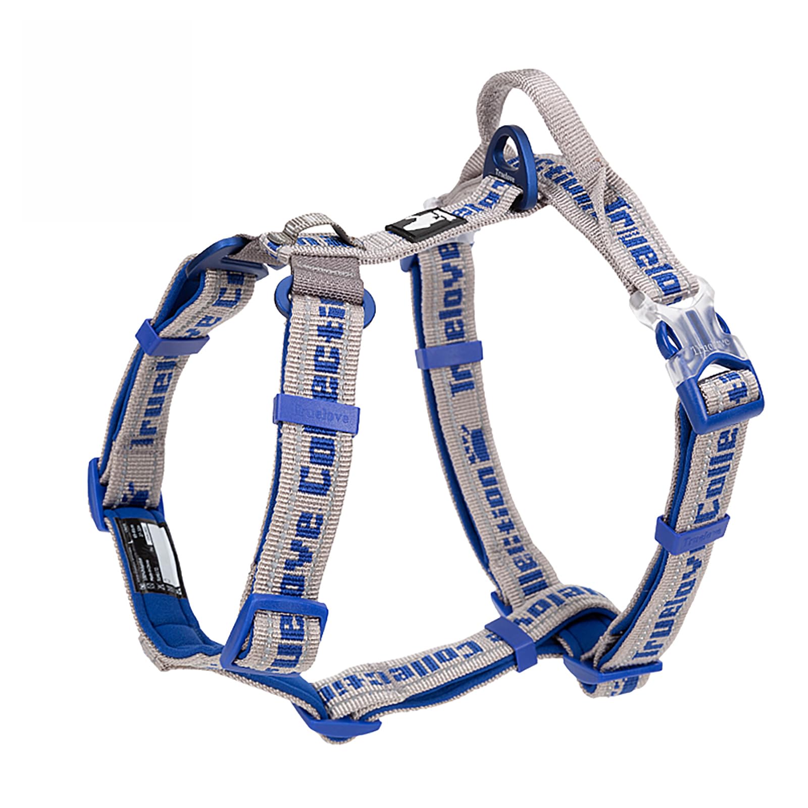 Truelove H-Type Dog Harness, Breathable & Reflective, Gray/Royal Blue, XL