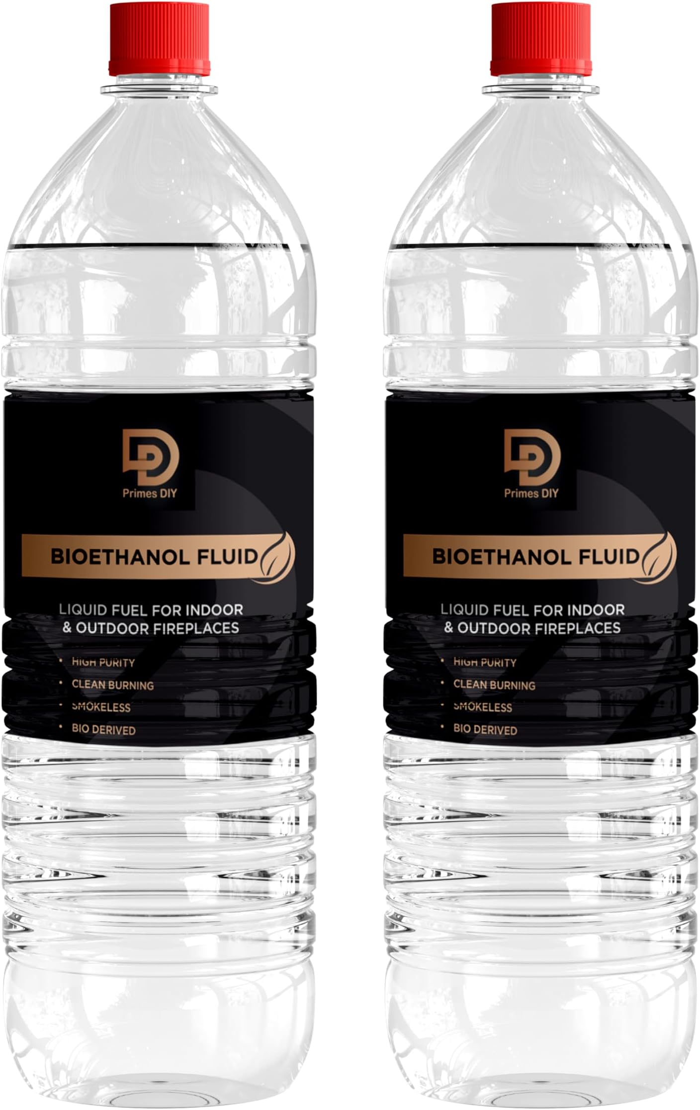 PRIMES DIY 2 Litre Premium Bioethanol Fuel for Fire Place Clean Burning High Purity Bio Ethanol Liquid Fuel for Fire Pits Burners and Stoves Indoor and Outdoor Use Eco Friendly Bioethanol Fuel Liquid