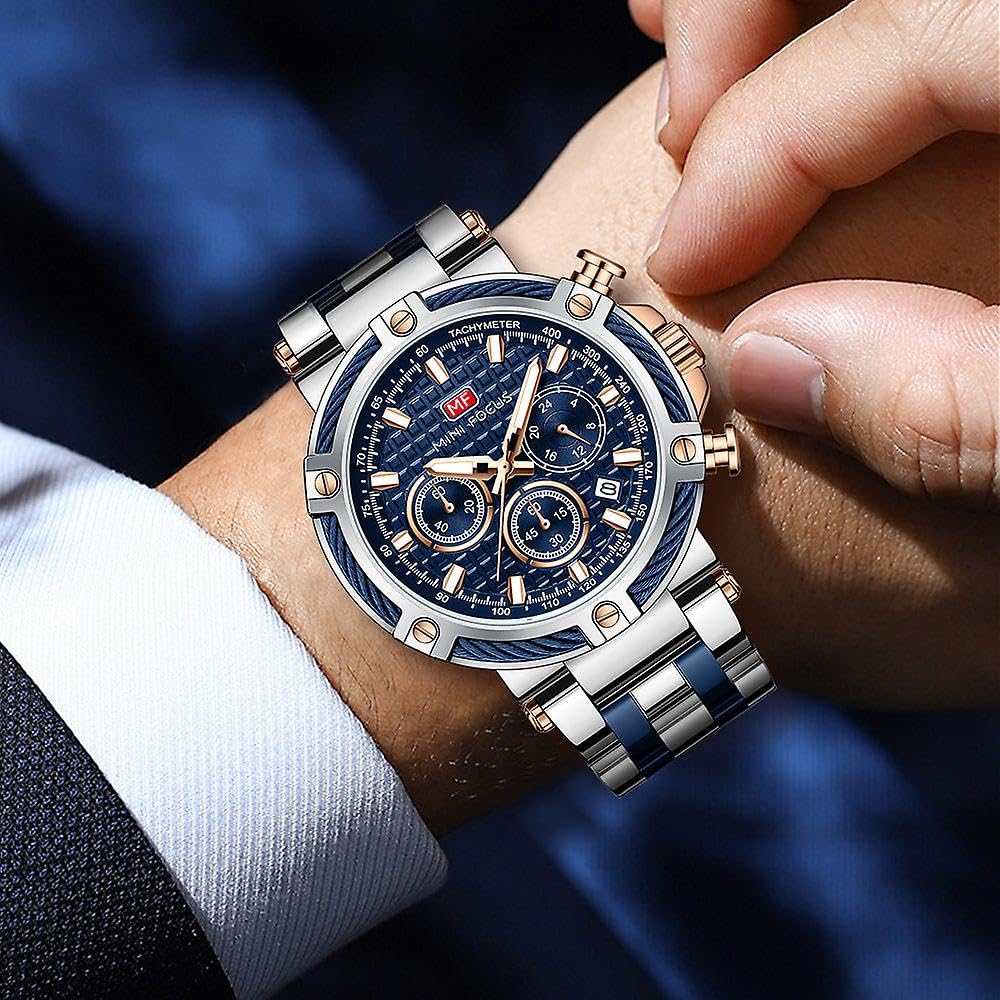 Leisure - Reloj de cuarzo impermeable luminoso para hombre con correa de acero