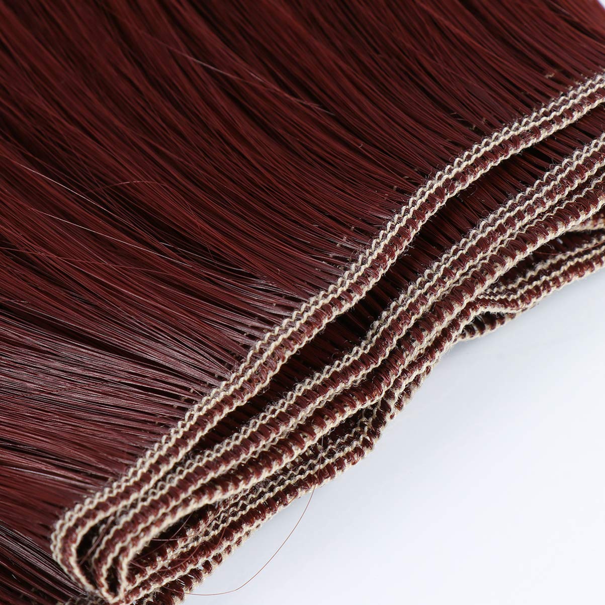 Doll Making Accessories 5 Pcs 15cm Heat Resistant Straight Hair Wig Handcraft DIY Doll Wigs Weft Hair Extensions for Home School Project (Red Brown) Fake Toy Straight Hair - Image 4