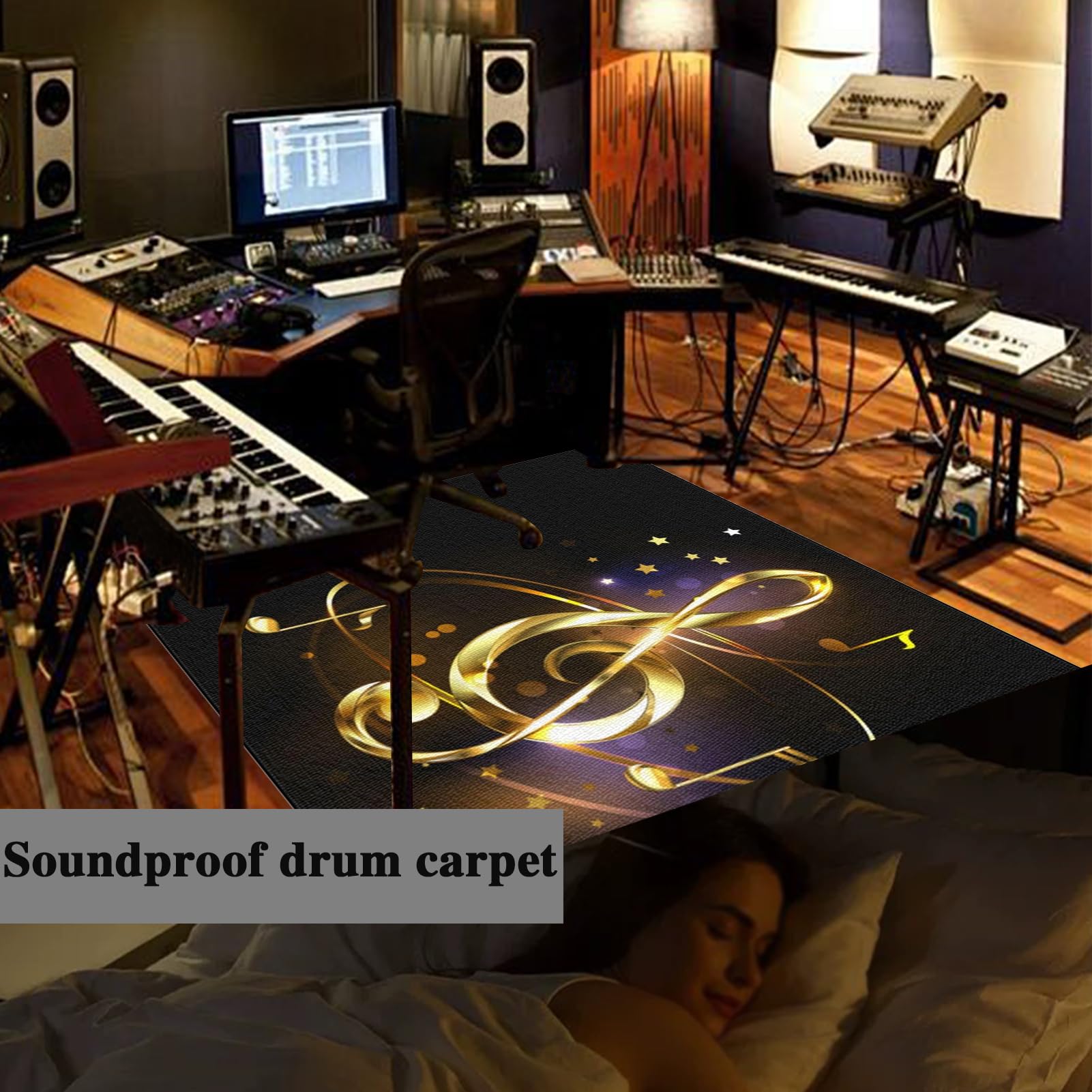 140 x 120 cm Mata perkusyjna akustyczna mata perkusyjna elektroniczna mata bębnowa dźwiękochłonna profesjonalna mata jazzowa do dużych skarbów i innych instrumentów muzycznych mata perkusyjna