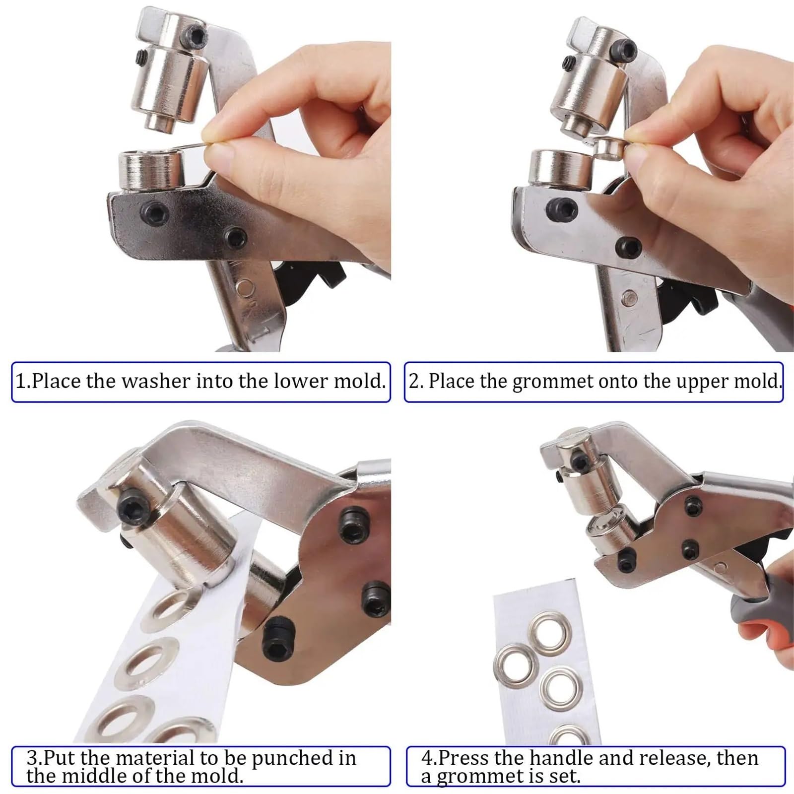 Kit occhielli pneumatici di attrezzi for anelli tenuta da 200 pezzi con pinze for perforatori portatili 10,5 mm Pressa manuale for l'installazione su vari materiali