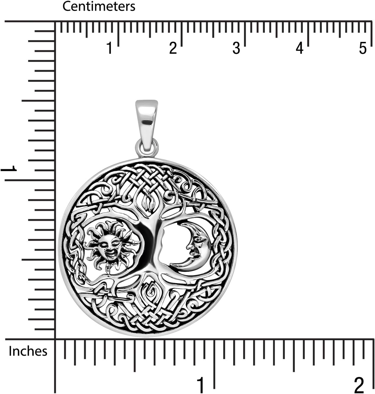 WithLoveSilver 925 Sterling Silver Celtic Knots Tree Of Life Earth Moon Sun Root Pendant