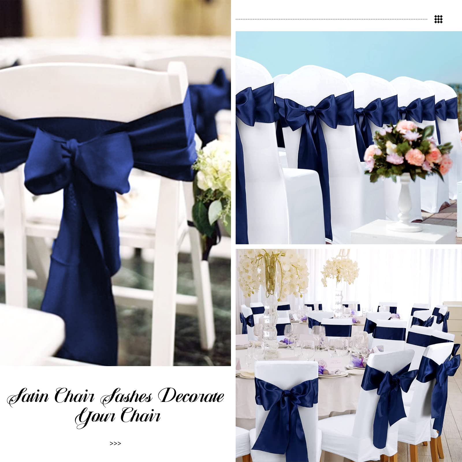 Lot de 60 rubans de chaise en satin pour mariages, réceptions, fêtes, hôtels et décoration d'intérieur