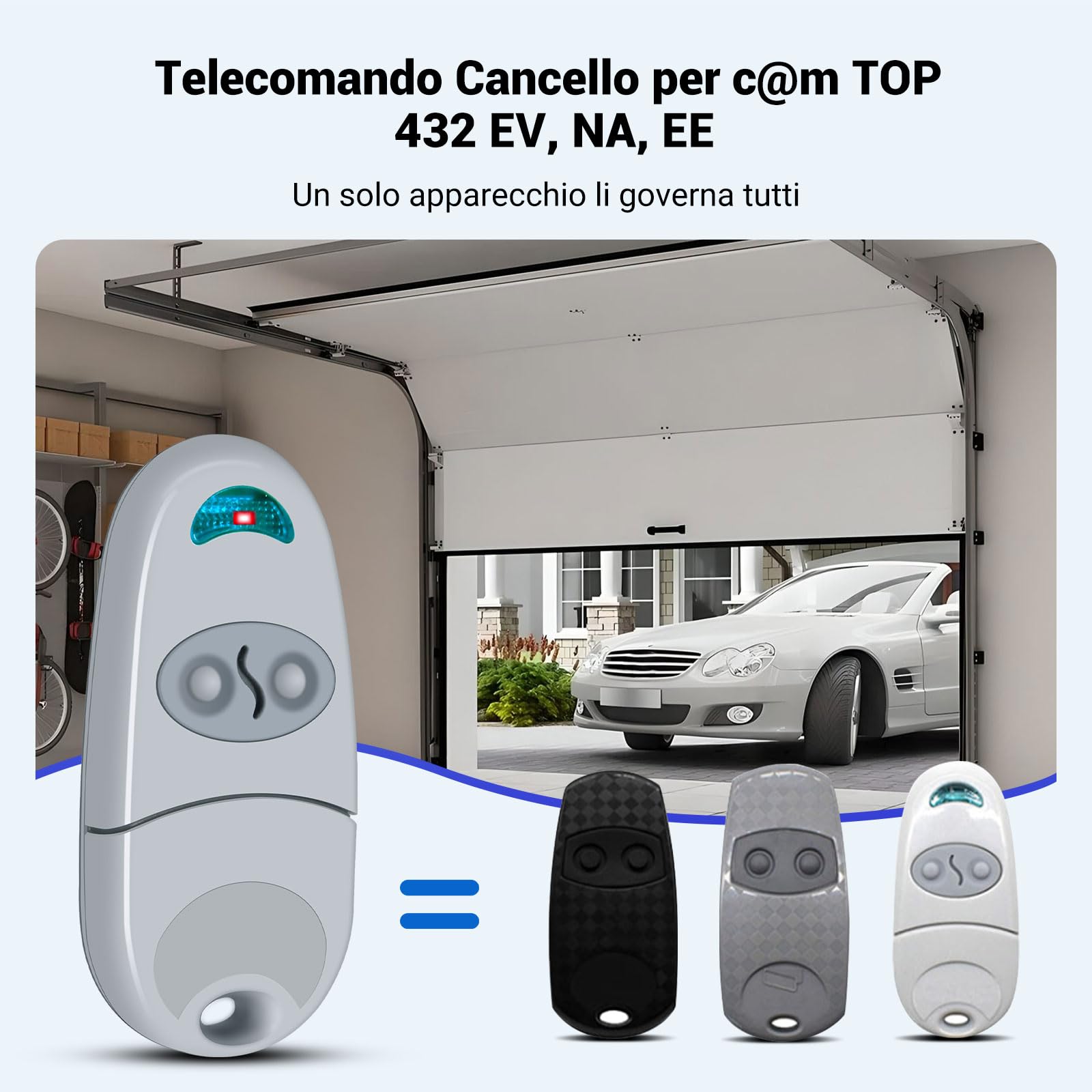 3 Pezzi Telecomando Cancello, 433,92 MHz Telecomando Porta Garage, Telecomando C@me Compatibile Con 433,92 MHz Telecomando EV, NA, EE, 2 Canali (2 Pezzi)