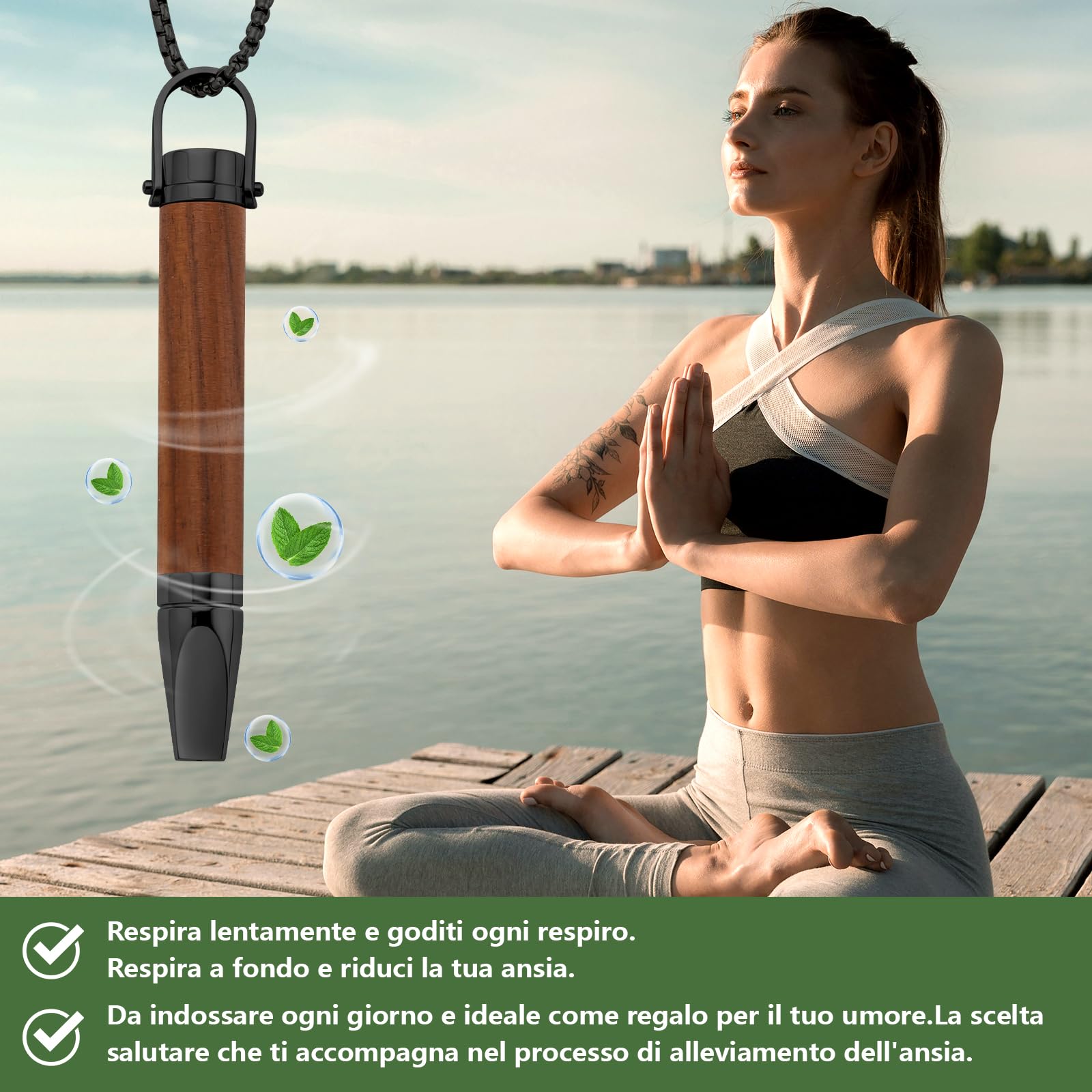 Set Collana Ausiliaria Per Smettere Di Fumare, Con 15 Filtri. Resistenza dell'aria regolabile, Collana Respiratoria Antistress Senza Nicotina, Calma l'umore Tramite la Respirazione.