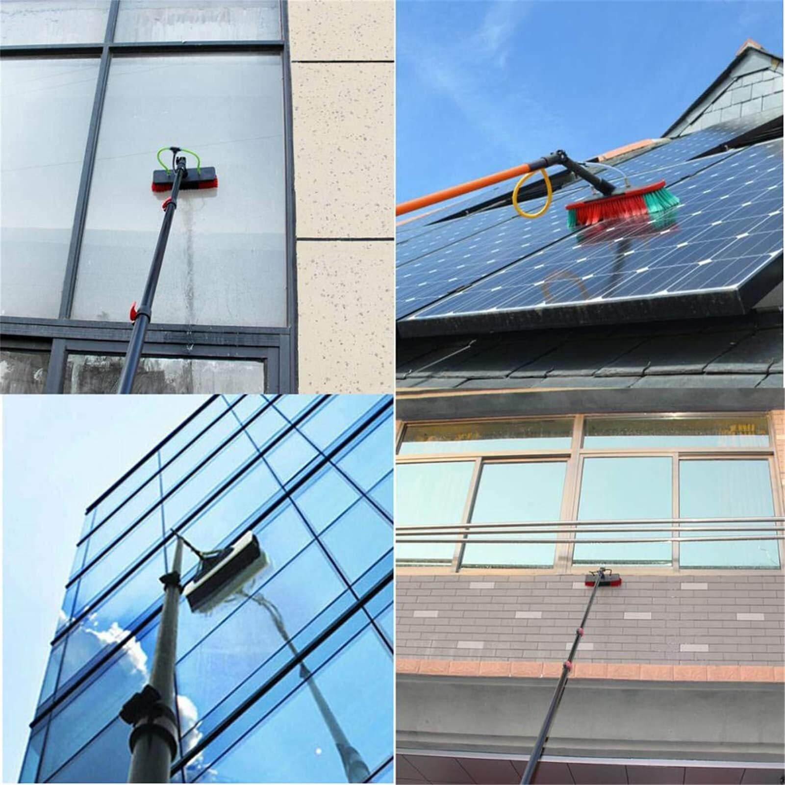 Cepillo cópico con alimentación de Agua para Limpieza de Ventanas y Paneles solares Kit de Limpieza de Ventanas con pértiga (Colore: 10 8 m/36 torte)