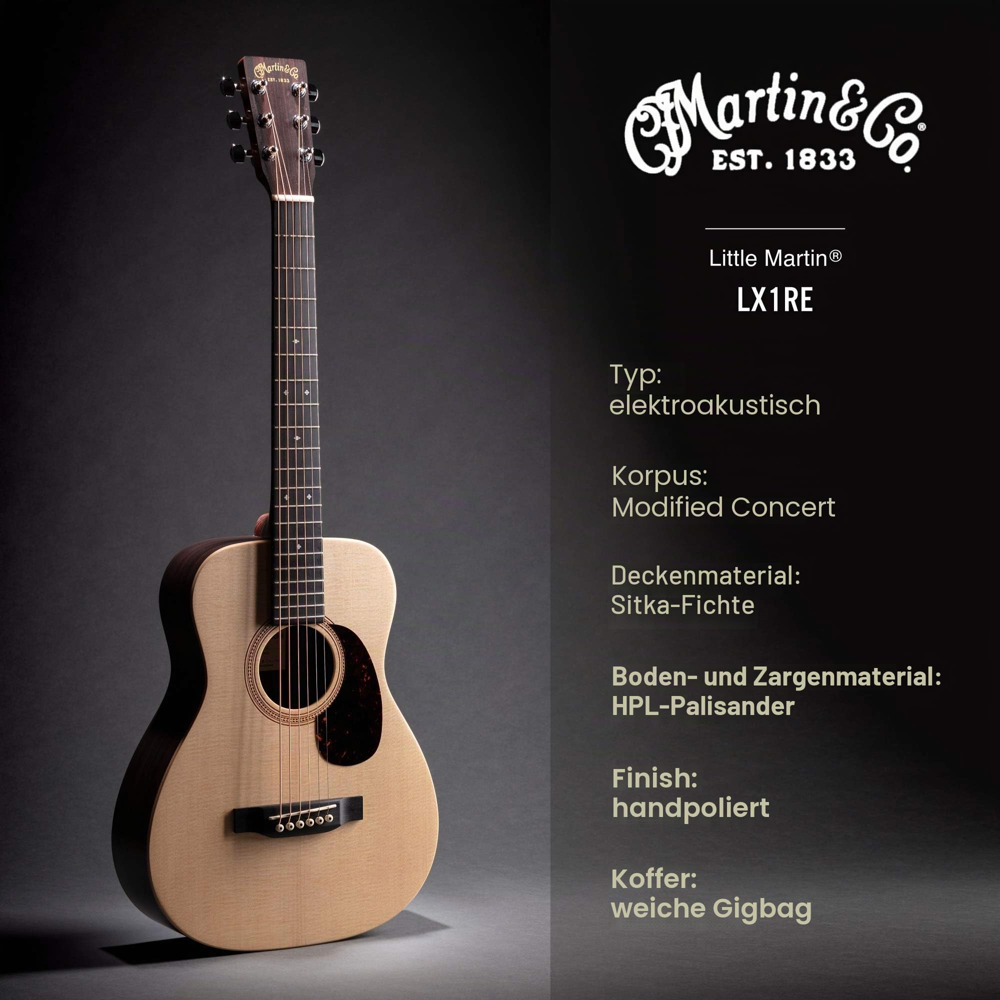 Martin LX1RE Little Martin Elektro-Akustik mit Fishman Sonitone, travel size