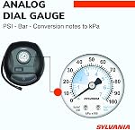 Sylvania Basic Portable Tire Inflator - for Cars Tires, Bikes & More - Functions as a Portable Air Compressor - Analog Dial on Car Tire Inflator - 3 Piece Adapter Set