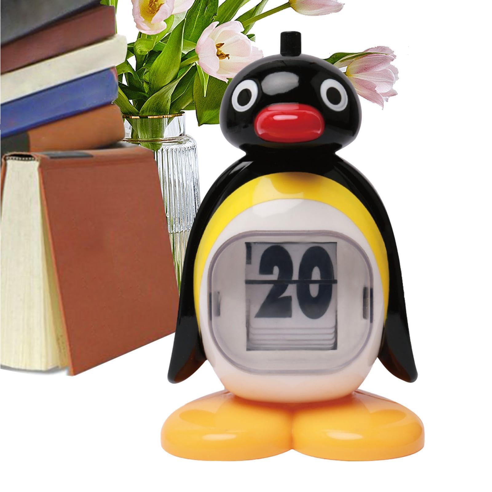 Penguin Desk Calendar Ornament - Cute Table Date Display for Office Home Decor | Resin Figure with Rotating Month Blocks, Mini Desktop Organizer, Decorative Planner Accessory Gift 3.07 x 2.68 x 4.72in