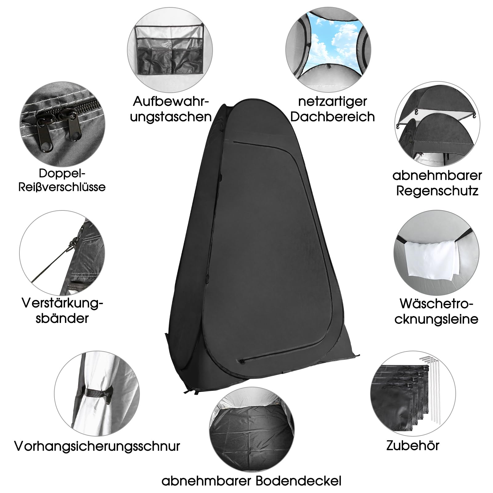 Camping Toilettenzelt Duschzelt Wurfzelt Pop Up Umkleidezelt Privatsphäre Toilettezelt Umkleidekabine Lagerzelt Mobile Outdoor WC Zelt für Camping & Beach, mit Tragetasche(UV 50+)