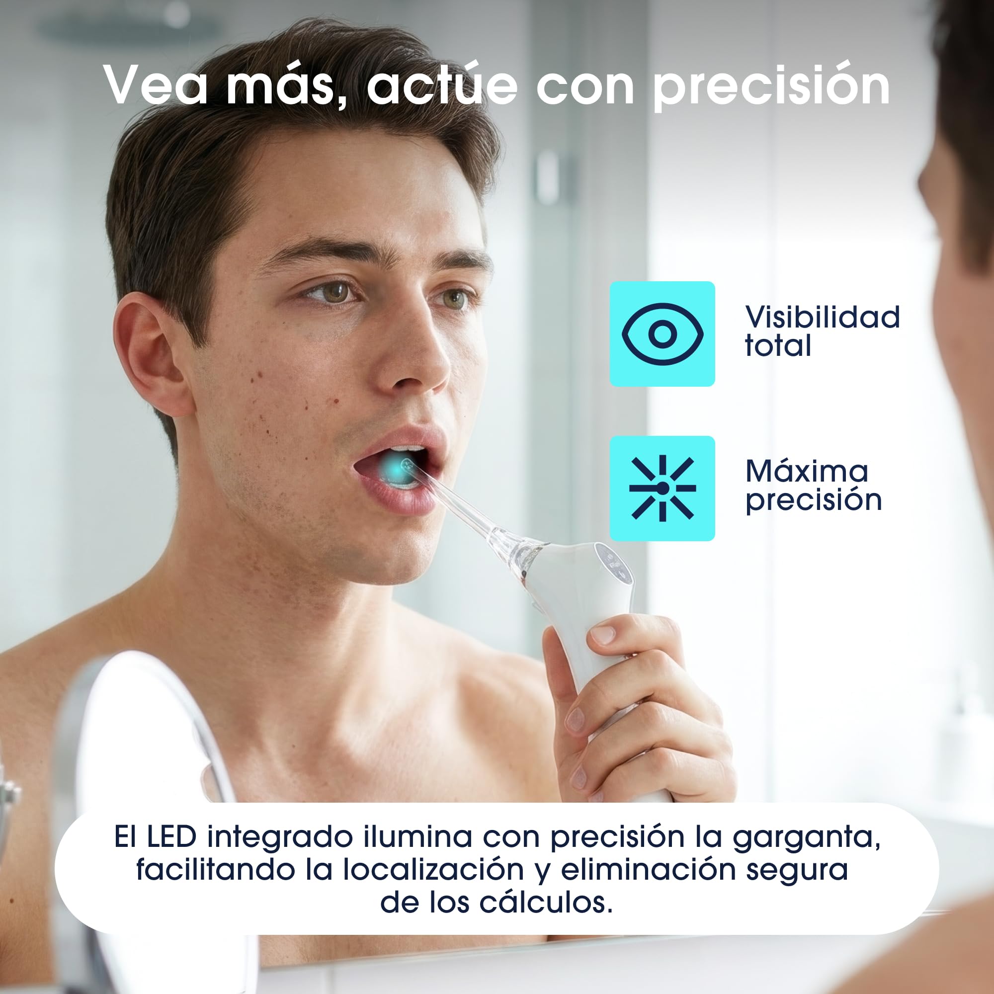 ZENT Tonsilolitos extractor - Kit eléctrico extractor de tonsilolitos con Luz LED, 3 Niveles de Succión, 3 Boquillas de Silicona, Limpieza amígdalas Inalámbrico y Silencioso, para Casa y Viaje