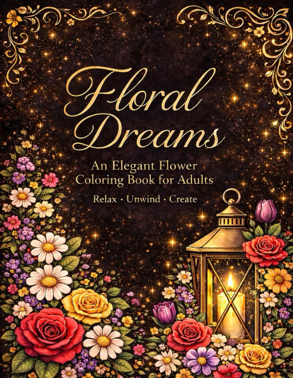Floral Dreams: 50 Elegant Flower Coloring Pages for Adults – Relaxing Designs for Stress Relief & Mindfulness