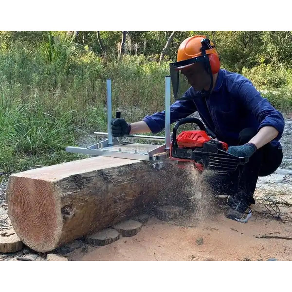 Molino de motosierra portátil, aserradero para barra de motosierra de 16 a 36 pulgadas, herramienta de escalera para constructores, carpinteros, tablones, fresado de madera