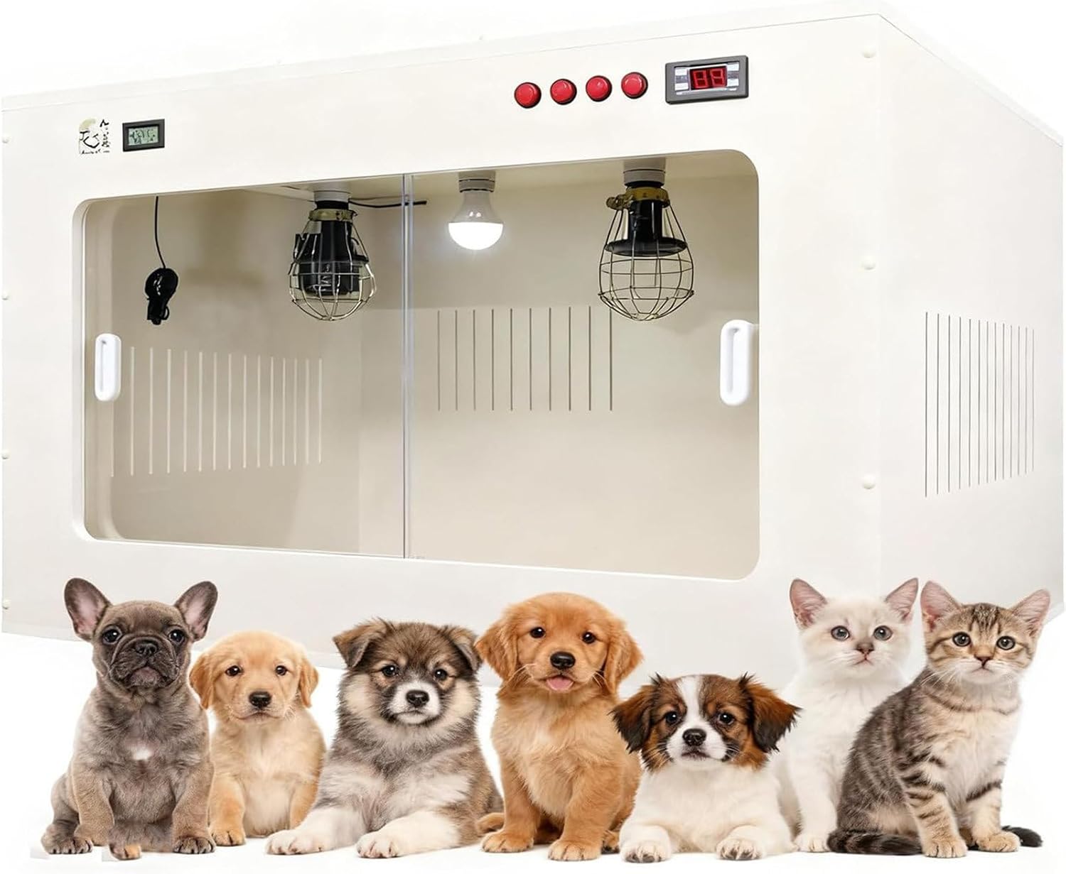 Kitten Incubator Brooder Nursery,Breathable Visible Pet Incubator Puppy Incubator,with Ceramic Heating Lamp and Multiple Vents,for Puppies Kittens All Critters 100×50×50cm