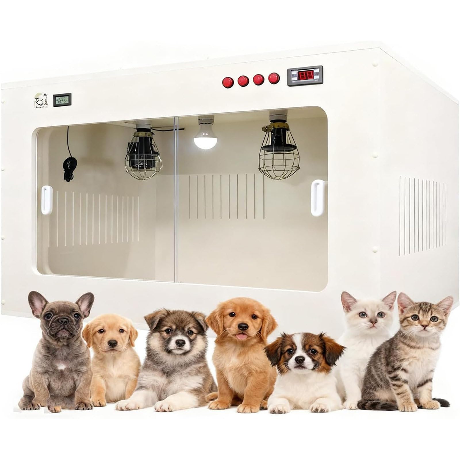 Caja Incubadora para Mascotas Pequeñas,con Lámpara Calefactora Y Circulación Tridimensional,Control Temperatura Constante,para Cachorros/Gatitos/Crías 100×50×50cm