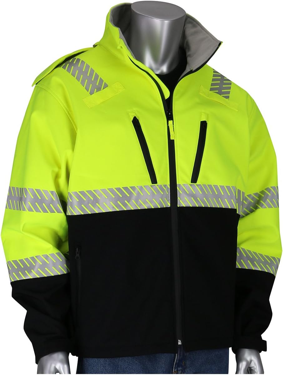PIP Lime Yellow 3XL Polyester Rain Jacket - 8 Pockets - Detachable Hood - Fits 56 in Chest - 33 in Length - 616314-21405 [PRICE is per EACH]