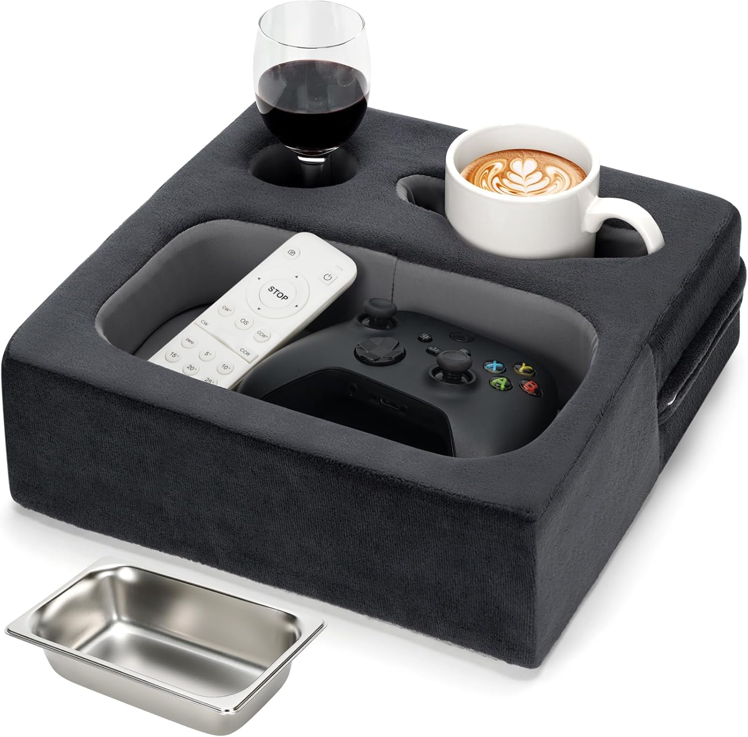 Zettfuly Couch-Tassenhalter Silbergrau - Getränkehalter Für Sofa & Bett