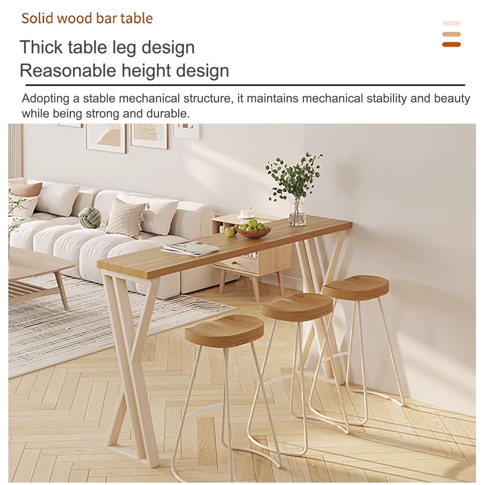 JHDXL Bancone Bar Stile Moderno Industriale, Cucina Alto Con Struttura in Metallo, Tavolo Cucina con 3 Sgabelli, per Cucina, Sala da Pranzo, Soggiorno