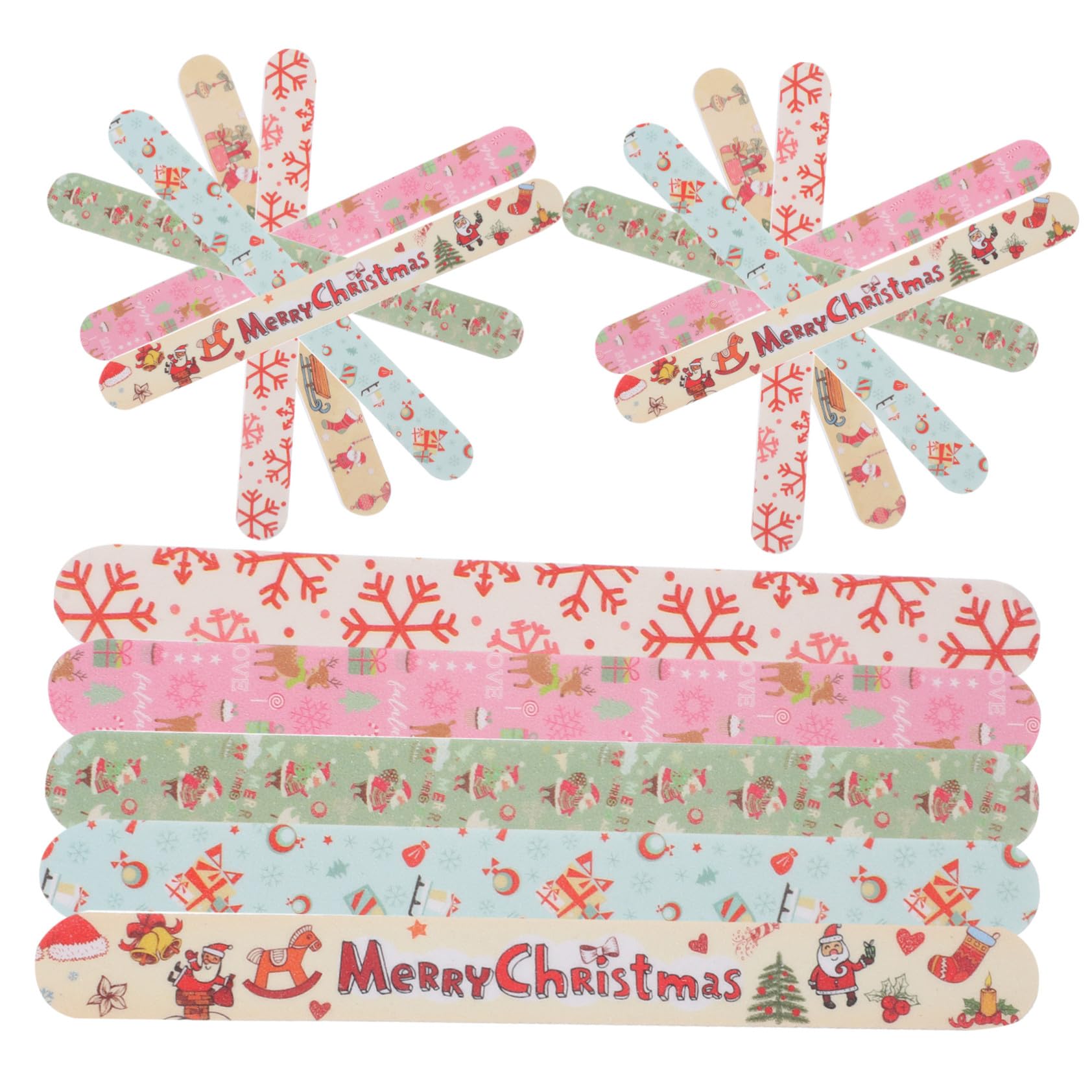 24 Pezzi Limette Unghie Natale Smerigliatrice Manicure Pedicure Strumenti Portatili per Modellare e Lucidare Unghie Naturali e Finte Design Festivo per Donne e Ragazze