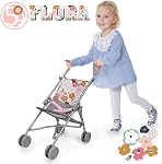 509 Crew 21-Piece Dolls Playset, Stroll n Play & Care, Combo Playset: Doll's Pram, Doll's Travel Bed, Doll's Highchair Set, from 3 Years (Melange Grey)