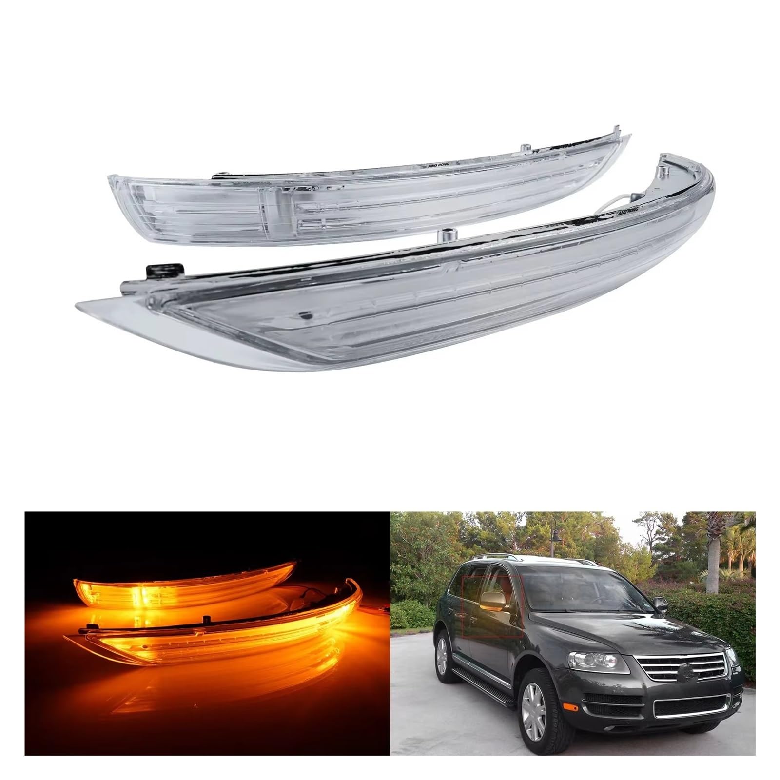 Intermitente Espejo Retrovisor Para VW Para Touareg 2007 2008 2009 2010 Par Intermitentes Retrovisores Laterales Izquierdo Derecho Lente Transparente