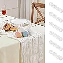 6 Pack White Cheesecloth Table Runner 10FT Long Easter Spring Boho Gauze Table Runner Rustic Sheer Runner for Spring Wedding Bridal Baby Shower Birthday Party Table Decor Easter Decorations