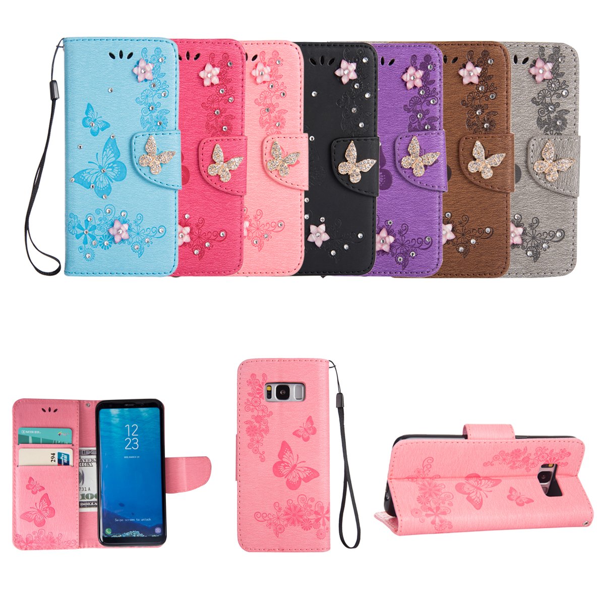 Amazon.co.jp: Galaxy S8 ケース 手帳型 スタンド機能 PUレザー SC-02J