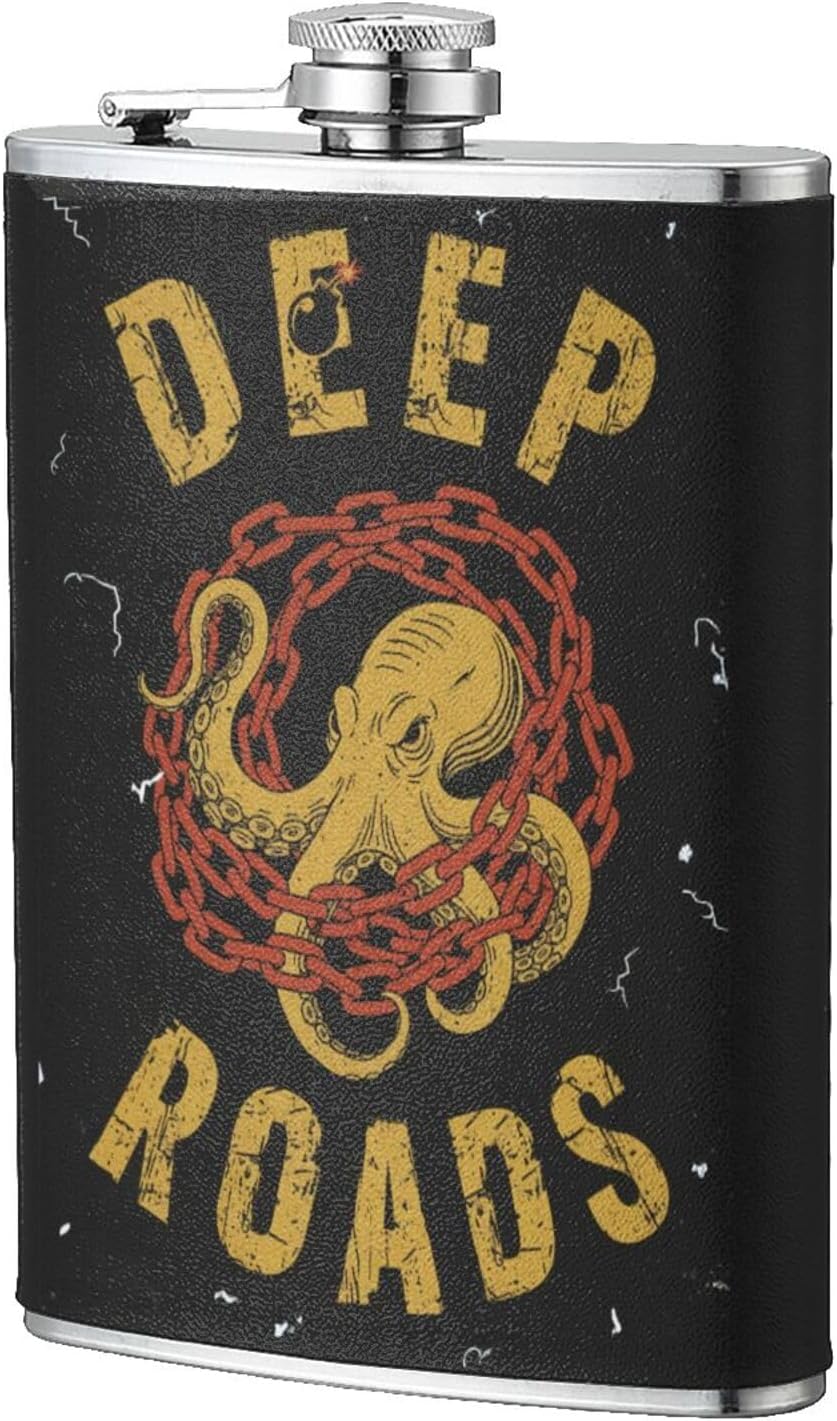 Vintage Skull Hip Flask 8oz Stainless Steel, Funny Quote Leak-Proof Pocket Flask for Whiskey & Liquor for Men and Women