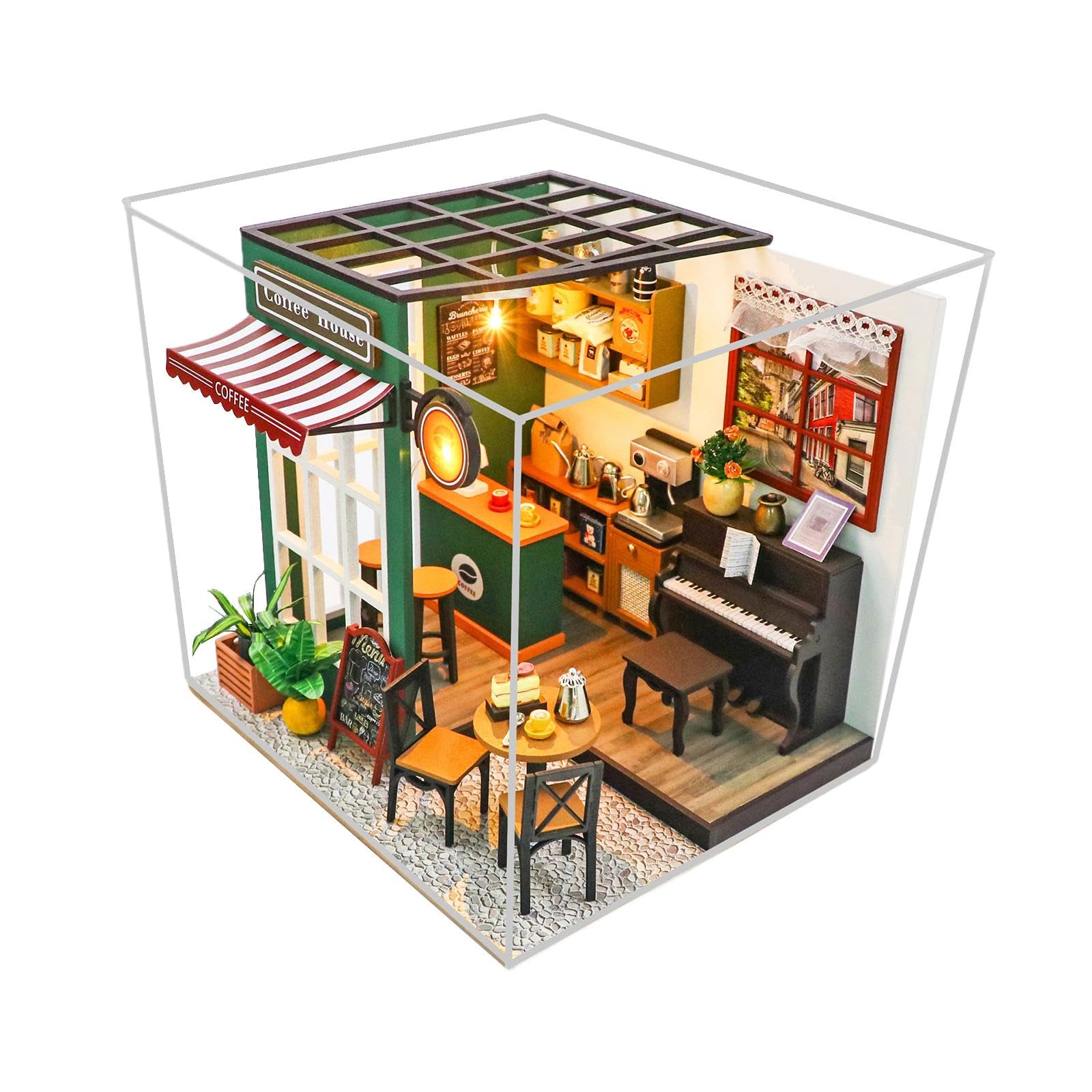 CALANDIS™ Miniature Coffee Shop Building Kits Handmade Tiny House Toys for Family Kids-image-17